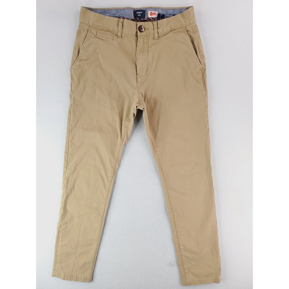Superdry Pants Mens 30x29* Khaki Chino Slim Tapered Trouser‎ Stretch Twill